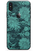 Green and Teal Floral Velvet - iPhone X Skin-Kit