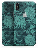 Green and Teal Floral Velvet - iPhone X Skin-Kit