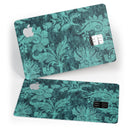 Green and Teal Floral Velvet v2 - Premium Protective Decal Skin-Kit for the Apple Credit Card
