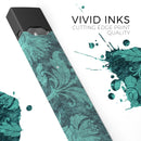 Green and Teal Floral Velvet v2 - Premium Decal Protective Skin-Wrap Sticker compatible with the Juul Labs vaping device