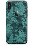 Green and Teal Floral Velvet v2 - iPhone X Skin-Kit
