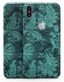 Green and Teal Floral Velvet v2 - iPhone X Skin-Kit