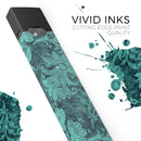 Green and Teal Floral Velvet v3 - Premium Decal Protective Skin-Wrap Sticker compatible with the Juul Labs vaping device