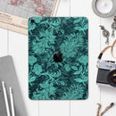Green and Teal Floral Velvet v3 - Full Body Skin Decal for the Apple iPad Pro 12.9", 11", 10.5", 9.7", Air or Mini (All Models Available)