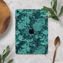 Green and Teal Floral Velvet v3 - Full Body Skin Decal for the Apple iPad Pro 12.9", 11", 10.5", 9.7", Air or Mini (All Models Available)