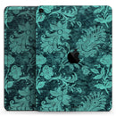 Green and Teal Floral Velvet v3 vinyl skin on Apple iPad