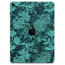 Green and Teal Floral Velvet v3 - Full Body Skin Decal for the Apple iPad Pro 12.9", 11", 10.5", 9.7", Air or Mini (All Models Available)
