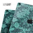 Green and Teal Floral Velvet v3 - Full Body Skin Decal for the Apple iPad Pro 12.9", 11", 10.5", 9.7", Air or Mini (All Models Available)