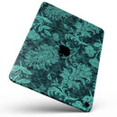 Green and Teal Floral Velvet v3 - Full Body Skin Decal for the Apple iPad Pro 12.9", 11", 10.5", 9.7", Air or Mini (All Models Available)