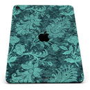 Green and Teal Floral Velvet v3 - Full Body Skin Decal for the Apple iPad Pro 12.9", 11", 10.5", 9.7", Air or Mini (All Models Available)