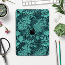 Green and Teal Floral Velvet v3 - Full Body Skin Decal for the Apple iPad Pro 12.9", 11", 10.5", 9.7", Air or Mini (All Models Available)