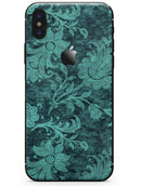 Green and Teal Floral Velvet v3 - iPhone X Skin-Kit