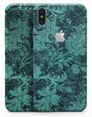 Green and Teal Floral Velvet v3 - iPhone X Skin-Kit