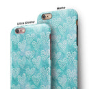 Green and White Watercolor Hearts Pattern iPhone 6/6s or 6/6s Plus 2-Piece Hybrid INK-Fuzed Case