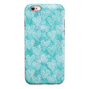 Green and White Watercolor Hearts Pattern iPhone 6/6s or 6/6s Plus 2-Piece Hybrid INK-Fuzed Case