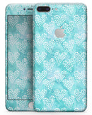 Green and White Watercolor Hearts Pattern - Skin-kit for the iPhone 8 or 8 Plus
