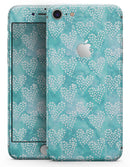 Green and White Watercolor Hearts Pattern - Skin-kit for the iPhone 8 or 8 Plus