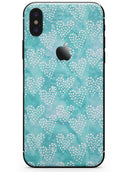 Green and White Watercolor Hearts Pattern - iPhone X Skin-Kit
