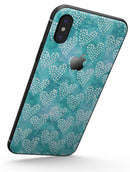 Green and White Watercolor Hearts Pattern - iPhone X Skin-Kit