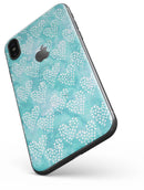 Green and White Watercolor Hearts Pattern - iPhone X Skin-Kit