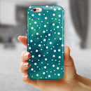 Green and White Watercolor Polka Dots iPhone 6/6s or 6/6s Plus 2-Piece Hybrid INK-Fuzed Case