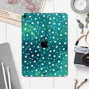 Green and White Watercolor Polka Dots - Full Body Skin Decal for the Apple iPad Pro 12.9", 11", 10.5", 9.7", Air or Mini (All Models Available)