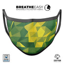 Green and Yellow Geometric Shapes - Made in USA Mouth Cover Unisex Anti-Dust Cotton Blend Reusable & Washable Face Mask with Adjustable Sizing for Adult or Child