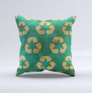 Green and Yellow RECYCLE Pattern V2 ink-Fuzed Decorative Throw Pillow