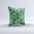 Green and Yellow RECYCLE Pattern V2 ink-Fuzed Decorative Throw Pillow