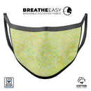 Green and Yellow Watercolor Helix Pattern - Made in USA Mouth Cover Unisex Anti-Dust Cotton Blend Reusable & Washable Face Mask with Adjustable Sizing for Adult or Child
