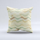 Green and Yellow Wave Pattern v3 ink-Fuzed Decorative Throw Pillow