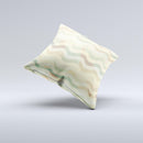 Green and Yellow Wave Pattern v3 ink-Fuzed Decorative Throw Pillow