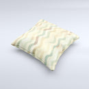 Green and Yellow Wave Pattern v3 ink-Fuzed Decorative Throw Pillow