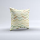 Green and Yellow Wave Pattern v3 ink-Fuzed Decorative Throw Pillow