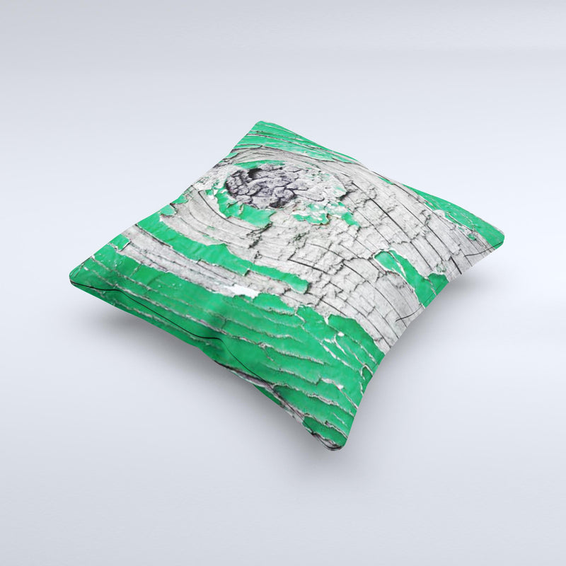 Green layer on White Aged Wood  Ink-Fuzed Decorative Throw Pillow