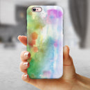 Green to Pink Absorbed Watercolor Texture iPhone 6/6s or 6/6s Plus 2-Piece Hybrid INK-Fuzed Case
