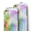 Green to Pink Absorbed Watercolor Texture iPhone 6/6s or 6/6s Plus 2-Piece Hybrid INK-Fuzed Case