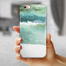 Greenish Watercolor Strokes iPhone 6/6s or 6/6s Plus 2-Piece Hybrid INK-Fuzed Case