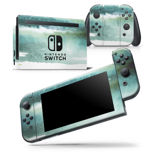 Greenish Watercolor Strokes - Skin Wrap Decal for Nintendo Switch Lite Console & Dock - 3DS XL - 2DS - Pro - DSi - Wii - Joy-Con Gaming Controller