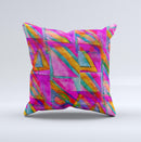Grunge Abstract Pink Painted Shapes Ink-Fuzed Decorative Throw Pillow