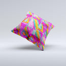Grunge Abstract Pink Painted Shapes Ink-Fuzed Decorative Throw Pillow