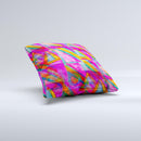 Grunge Abstract Pink Painted Shapes Ink-Fuzed Decorative Throw Pillow