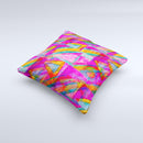 Grunge Abstract Pink Painted Shapes Ink-Fuzed Decorative Throw Pillow