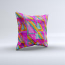 Grunge Abstract Pink Painted Shapes Ink-Fuzed Decorative Throw Pillow