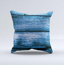 Grunge Blue Wood Planks Ink-Fuzed Decorative Throw Pillow