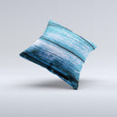 Grunge Blue Wood Planks Ink-Fuzed Decorative Throw Pillow