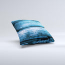 Grunge Blue Wood Planks Ink-Fuzed Decorative Throw Pillow