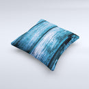 Grunge Blue Wood Planks Ink-Fuzed Decorative Throw Pillow