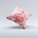 Grunge Dark & Light Red Hearts ink-Fuzed Decorative Throw Pillow