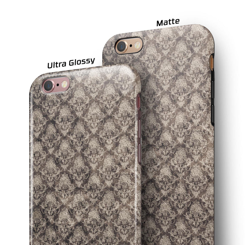 Grunge Decayed Damask Pattern iPhone 6/6s or 6/6s Plus 2-Piece Hybrid INK-Fuzed Case